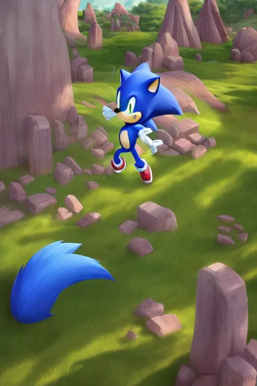 digital art of sonic the hedgehog, deviantart,, Stable Diffusion