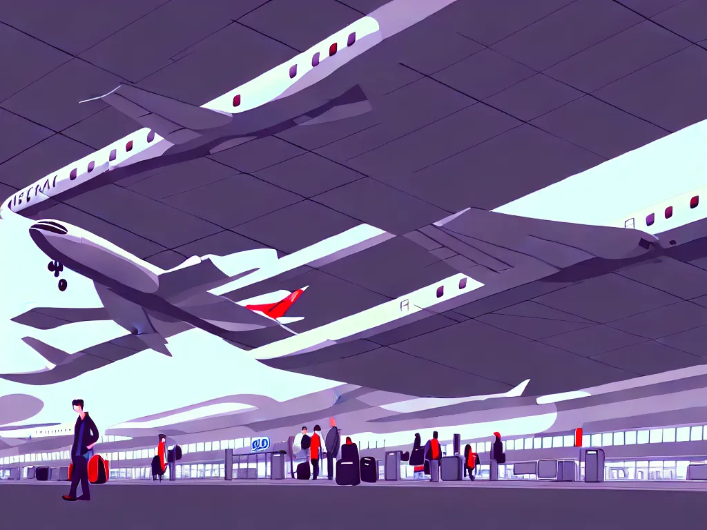 Image similar to I get to the airport, detailed illustration, digital painting, trending on artstation