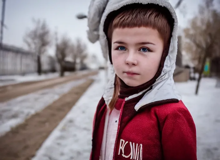 Image similar to professional fine details photo portrait of kid from kazan, tatarstan kid in the postsoviet suburbia, tatar, iphone detailed photo, instagram, beautiful eyes