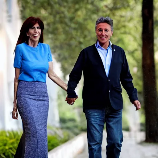 Image similar to Cristina Kirchner holding hands with Mauricio Macri, bokeh, 100mm