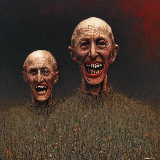 Image similar to Presidents of federal nation laughing at dying people from hunger. Beksiński style, depth of field, scary, HD, painting