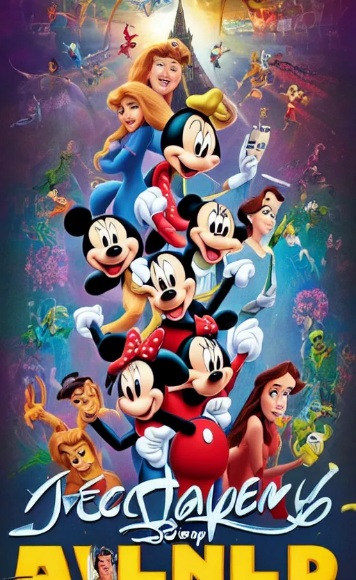 Image similar to a poster for a really awful Disney movie, iconic logo