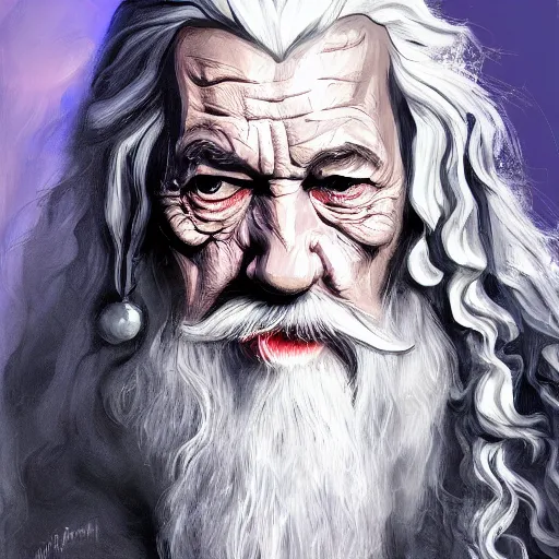 Image similar to a beautiful painting of gandalf as a rockstar, digital art, 4 k