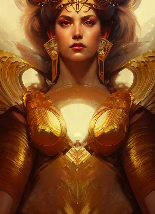 Image similar to ! dream the godess hera looking angry, paper armor, volumetric lights, dystopian,, intricate, elegant, highly detailed, digital painting, artstation, concept art, smooth, sharp focus, illustration, art by artgerm and greg rutkowski and alphonse mucha