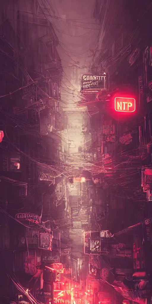 Prompt: gritty infamous mafia street neon by night under heavy rain with neon lights bleeping in red tones, dark, intricate, very detailed, science-fiction, trending on artstation, Nekro, Russ Mills, Taiyo Matsumoto, octane render, 4K,