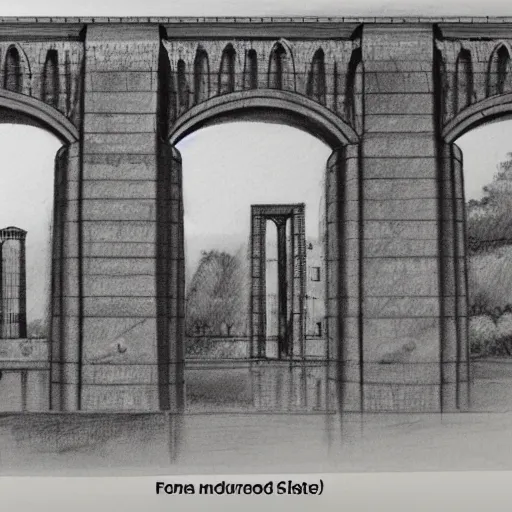 Image similar to front view 2 d projection of the aqueduct sketch