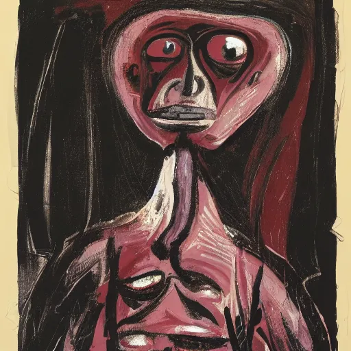 Prompt: a portrait of an alien by graham sutherland