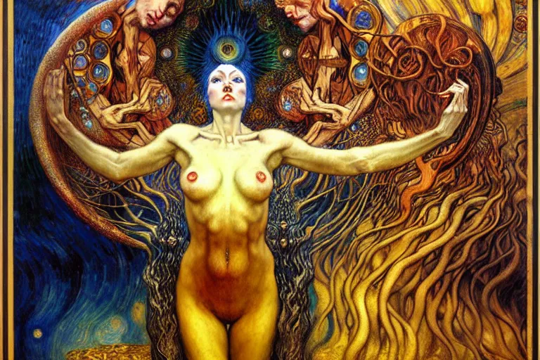 Image similar to Divine Chaos Engine by Karol Bak, Jean Delville, William Blake, Gustav Klimt, and Vincent Van Gogh, symbolist, visionary