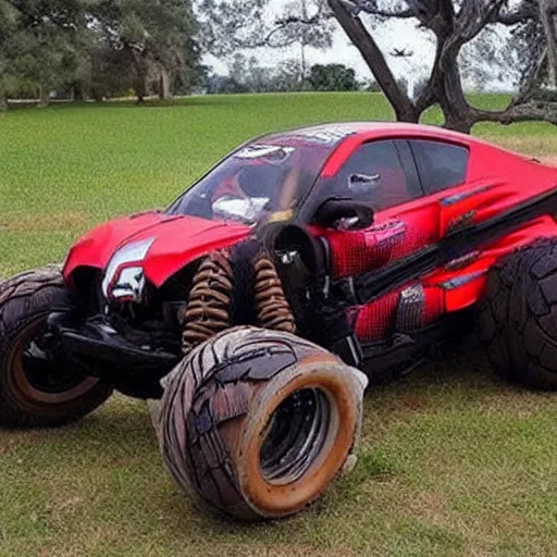 Prompt: shitty car mods redneck engineering mega motorcycle 🏍 looks so ugly