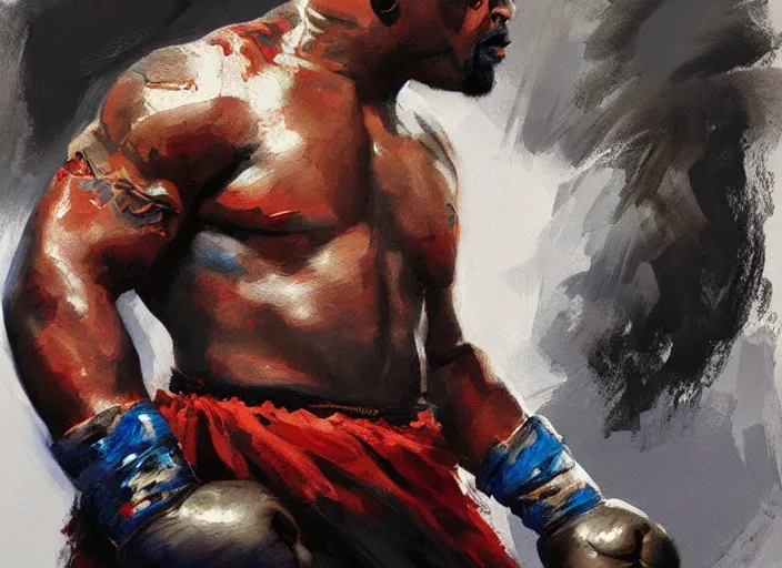 Prompt: a highly detailed beautiful portrait of mike tyson as kratos, by gregory manchess, james gurney, james jean
