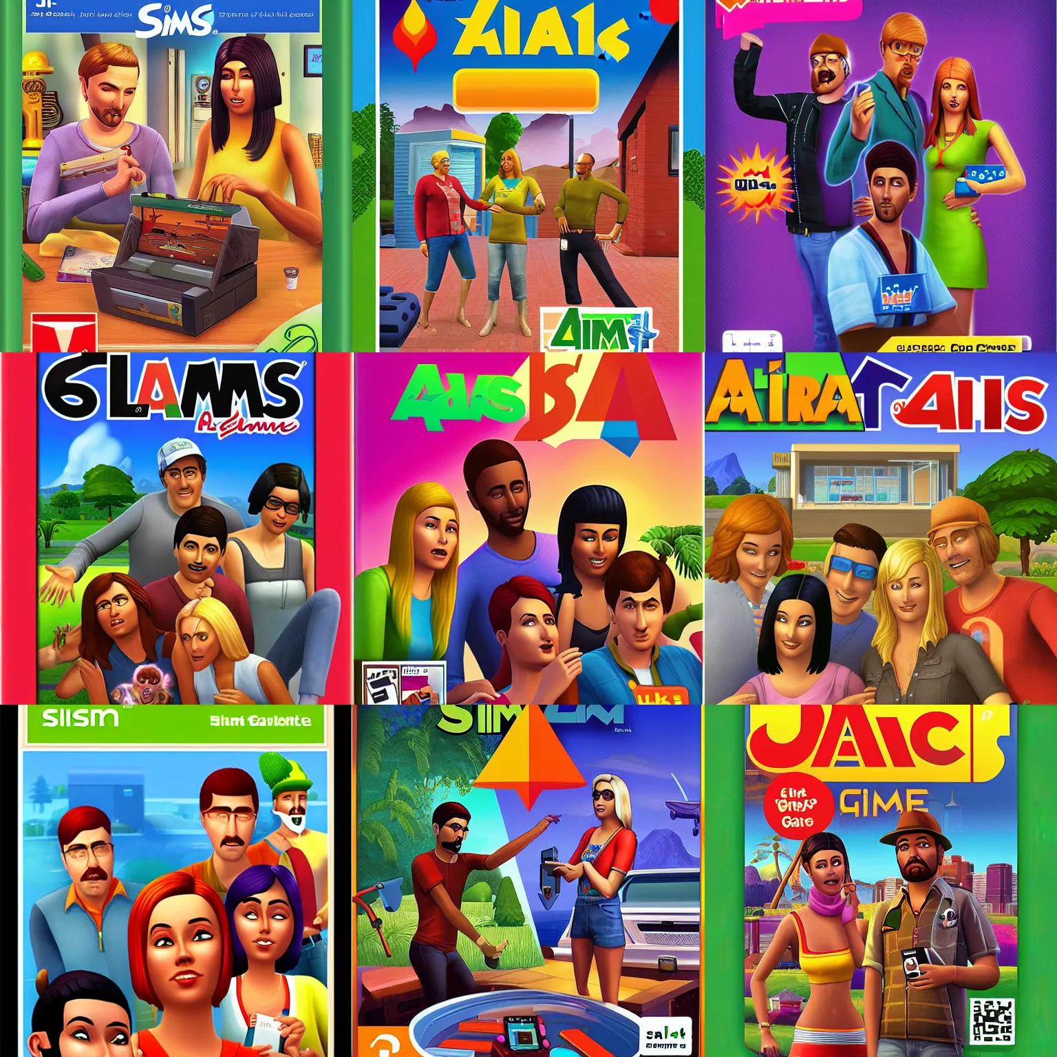 Prompt: atari game box art for the sims 4 on the atari 2 6 0 0, detailed