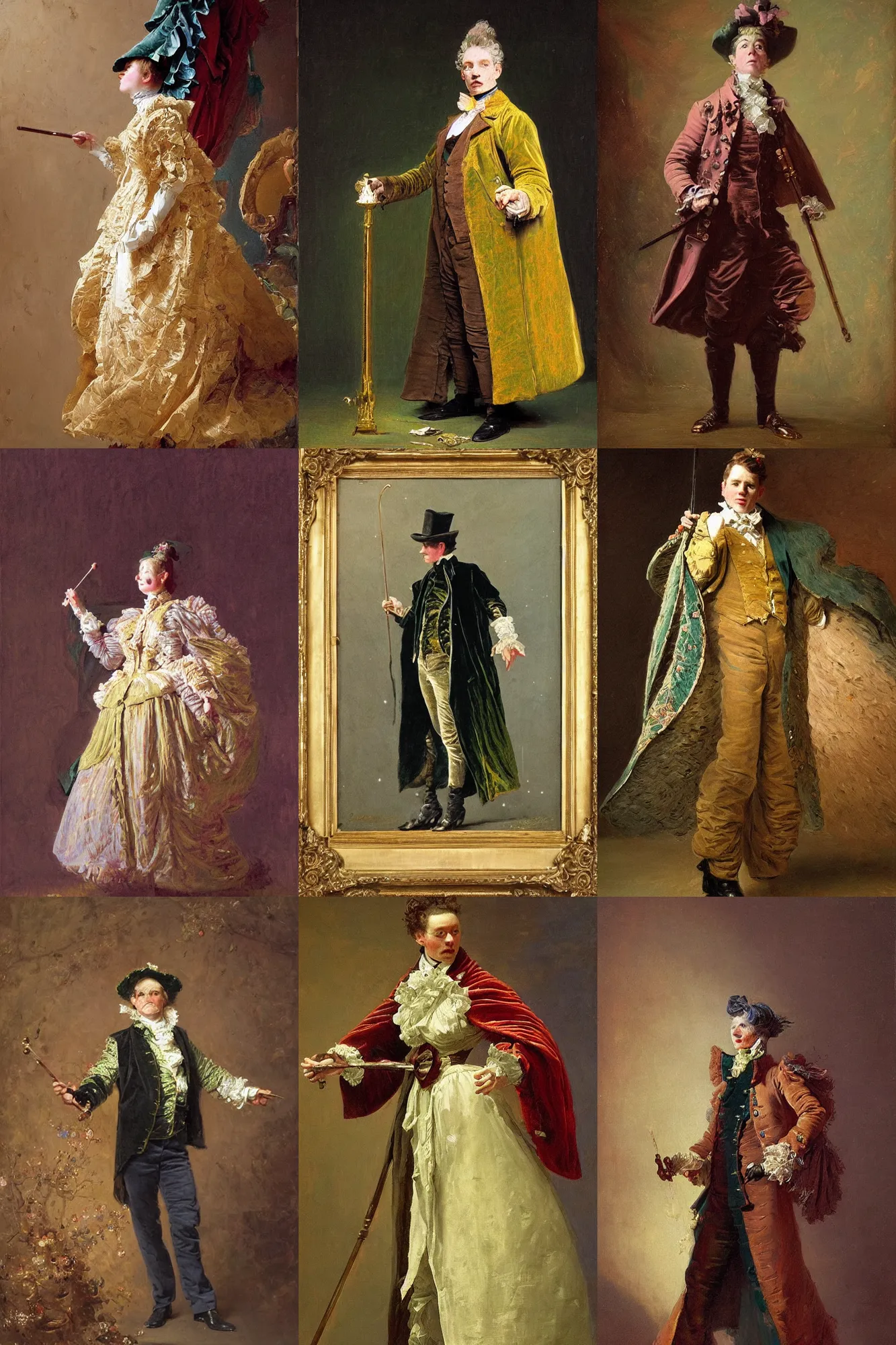 Prompt: victorian era artificer with a velvet and emerald cape, stars, sincere, modern maximalist suit, is ( ( holding a cane ) ). light dust, magnificent, hyperdetailed, theatrical, painted by jean honore fragonard and greg rutkowski and wlop