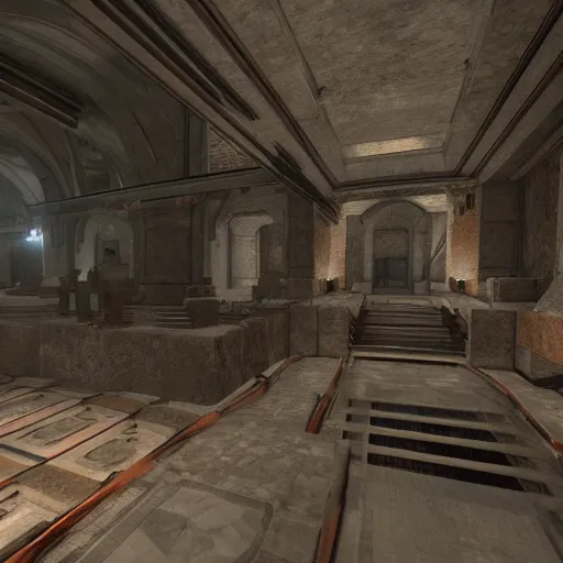 Image similar to quake episode 1 level 1 rendered in unreal engine 5, hyper detail, realistic