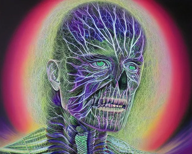 Prompt: x ray, art airbrush painting by alex grey