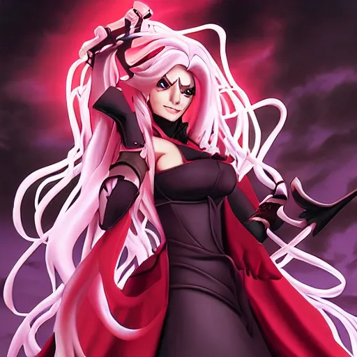 Image similar to Shalltear from Overlord, style by Hellsing Ultimate, raphael lacoste, alex ross, vampire