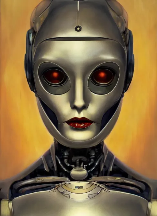 Prompt: beautiful female robot from film metropolis, portrait by gerald brom, colorul, extreme detail, reflections, trending on artstation, 8 k