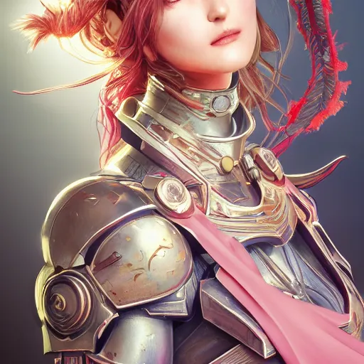 Image similar to studio portrait of lawful good colorful female holy mecha paladin absurdly beautiful, elegant, young sensual graceful woman, ultrafine hyperrealistic detailed face illustration by kim jung gi, irakli nadar, intricate linework, sharp focus, bright colors, matte, octopath traveler, final fantasy, unreal engine highly rendered, global illumination, radiant light, intricate environment