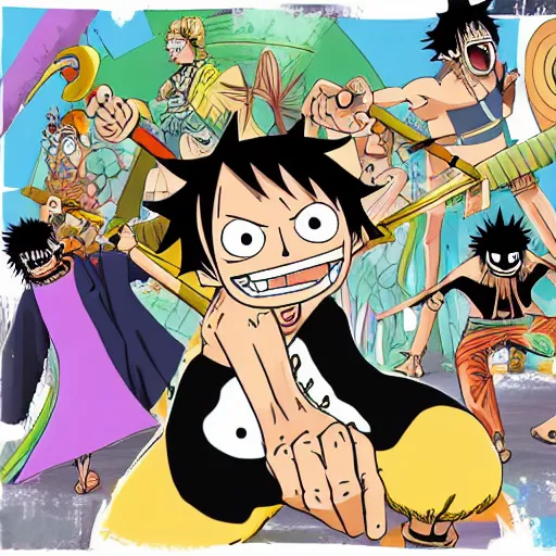 Prompt: One Piece in the style of Samurai Jack