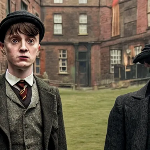 Image similar to harry potter in peaky blinders 4 k quality super realistic