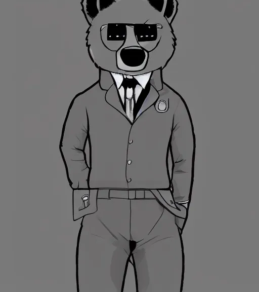 Image similar to expressive stylized master furry artist digital line art painting full body portrait character study of the anthro male anthropomorphic bear fursona animal person wearing clothes airline pilot uniform