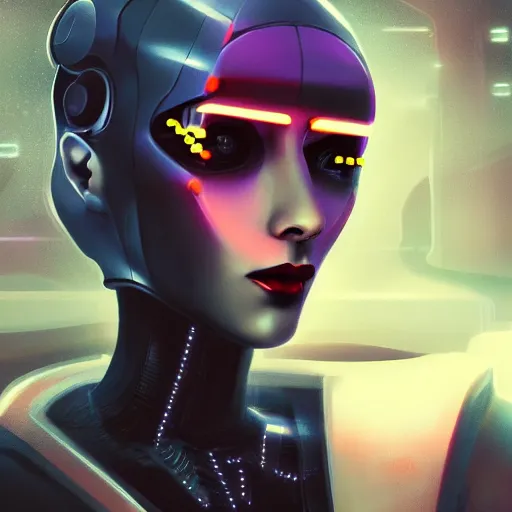 Image similar to face portrait of a robotic woman, sci - fi, futuristic, cyber punk - inspired by lois van baarle, cinematic, sci - fi 8 k