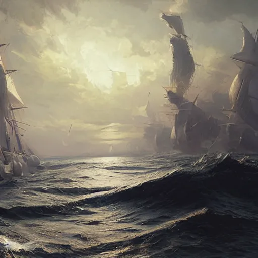 Prompt: a painting that represent that I used to rule the world Seas would rise when I gave the word, digital art by greg rutkowski