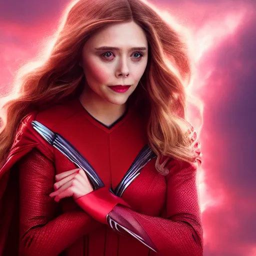 Image similar to A portrait of elizabeth olsen as the scarlet witch, 8k resolution