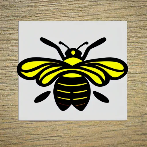 Prompt: bee cartoon, emblem, colourful sticker, symmetrical