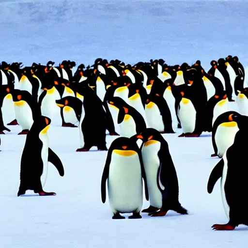 Prompt: penguins worshipping their god, Pingu