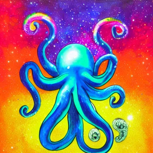 Image similar to rainbow cosmic octopus