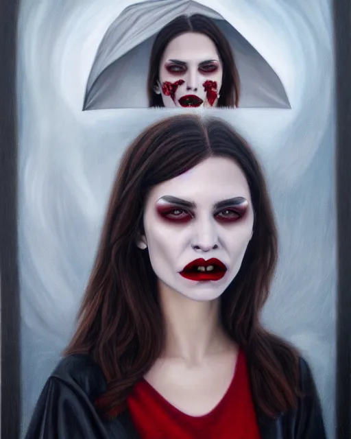 Image similar to a realistic detailed portrait painting of a vampire