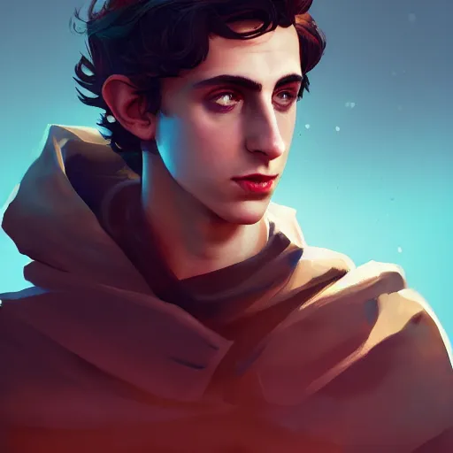 Prompt: portrait of timothee chalamet as a rogue assassin, mattepainting concept blizzard pixar maya engine on stylized background splash comics global illumination lighting artstation, sharp focus, lois van baarle, ilya kuvshinov, rossdraws