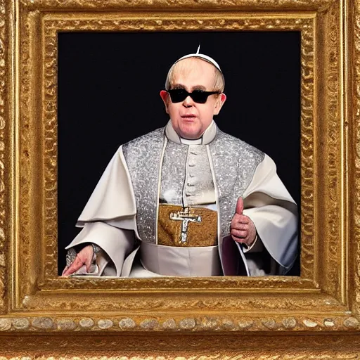 Image similar to Elton John as the pope in renaissance style