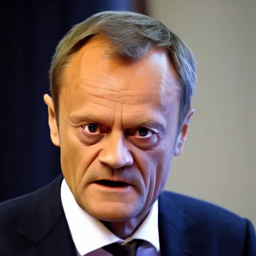 Image similar to donald tusk with wand in hand dressed like harry potter forehead scar magic