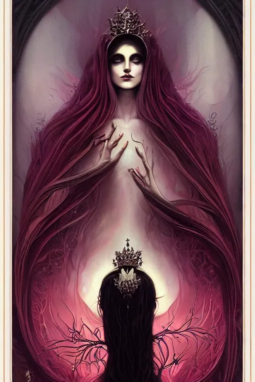 Image similar to jeweled Crown, other worldly, cruel and dark, art nouveau, by Anato Finnstark, Tom Bagshaw, Brom