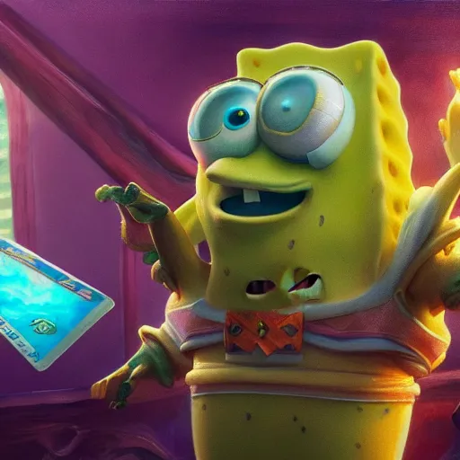 Prompt: Closeup of realistic spongebob squarepants, fantasy, intricate, elegant, highly detailed, digital painting, artstation, concept art, matte, sharp focus, illustration, hearthstone, art by Artgerm and Greg Rutkowski and Alphonse Mucha