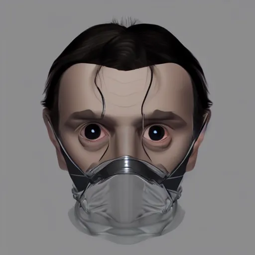 Image similar to hannibal lector, in the style of 3 d disney, symmetry, smooth, sharp focus, semi - realism, intricate detail.