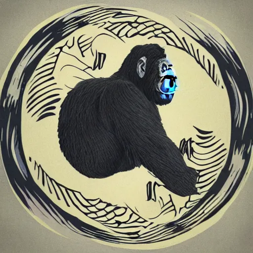 Image similar to an ape and a horse, yin Yang shaped