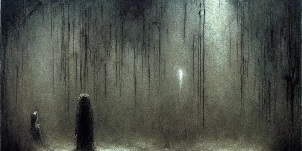 Image similar to dark scary underground by Beksinski, Luis Royo