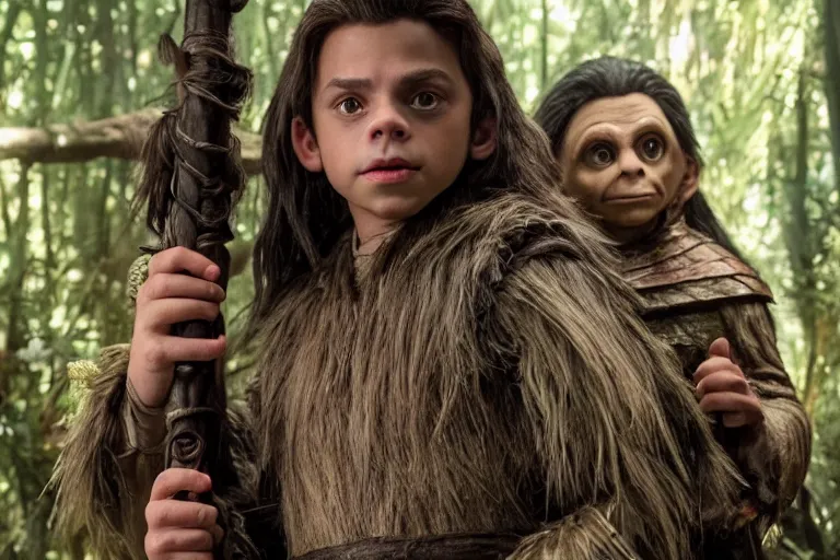 Prompt: jake t. austin plays a gelfling in the dark crystal : age of resistance, highly detailed, cinematic lighting, red weapon 8 k s 3 5, cooke anamorphic / i lenses