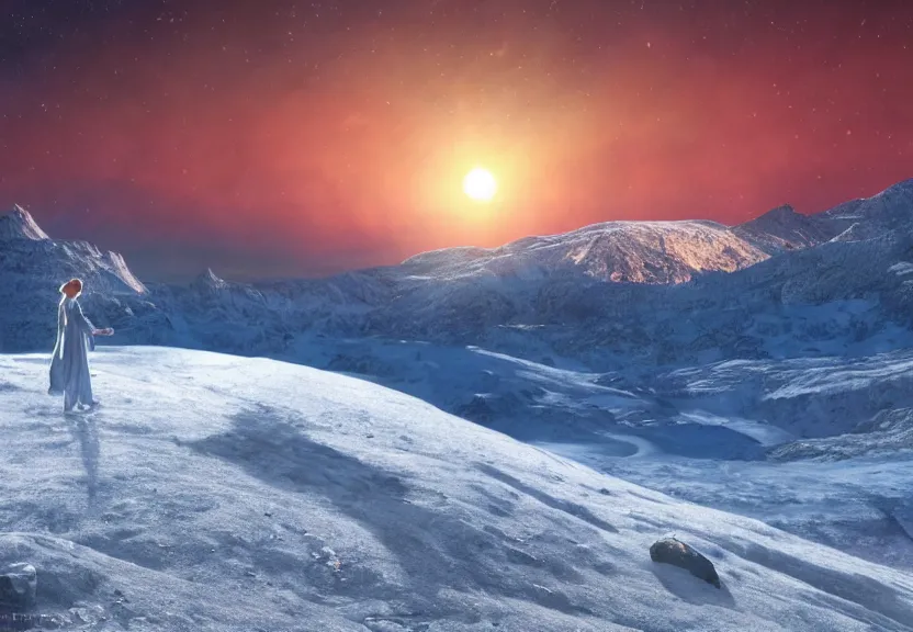 4K Wallpaper of Aurora Glowing over Snowy Mountains for PC Desktop