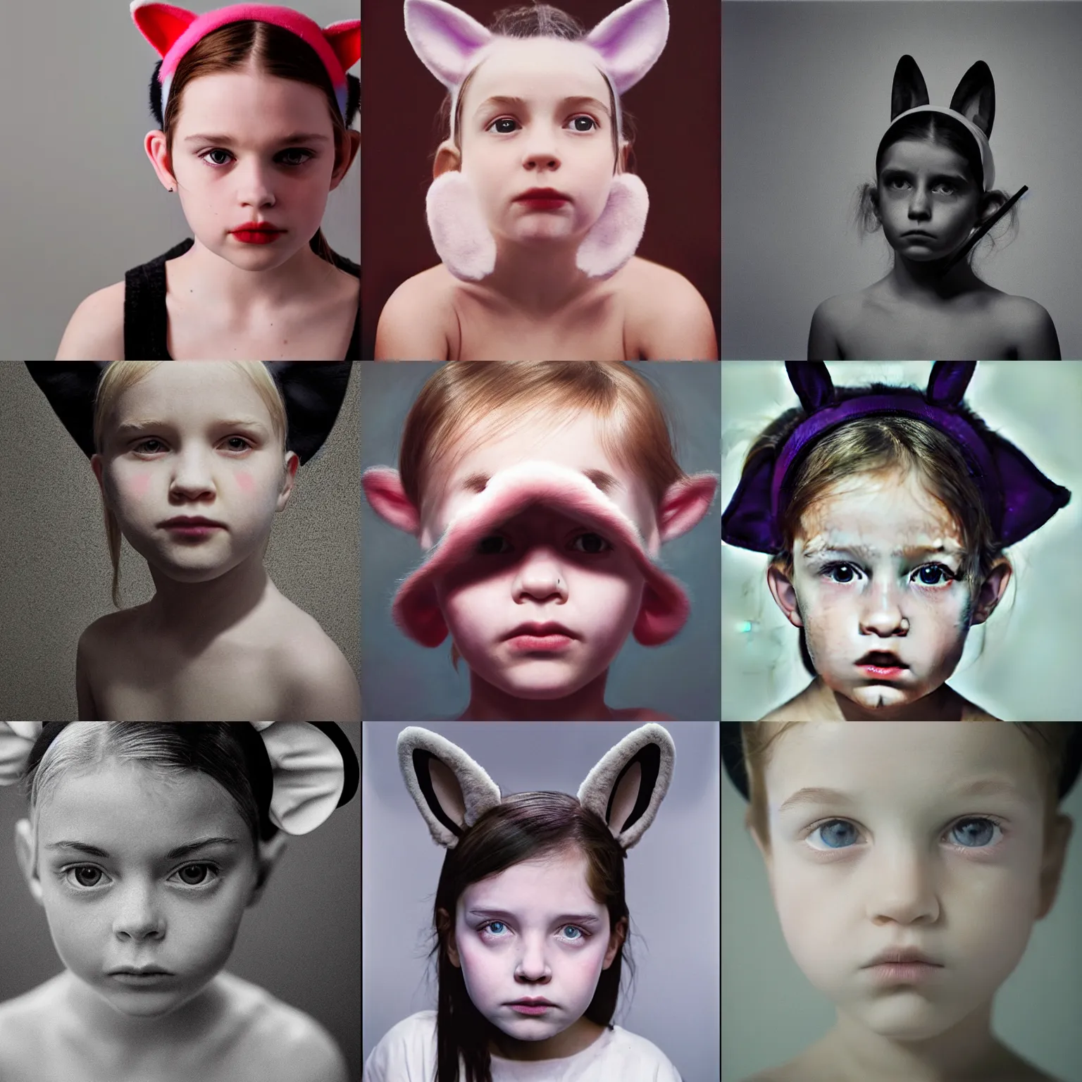 Prompt: girl with animal ears, 4k, sharp focus, Gottfried Helnwein