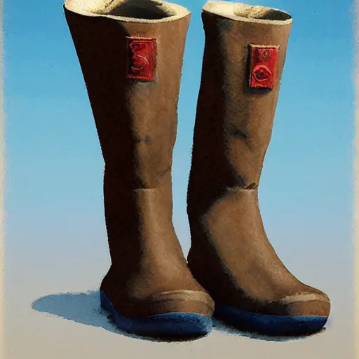 Image similar to water resistant PVC blue water boots, by Craig mullins, Steve Purcell, Ralph McQuarrie. Design. Fashion. Trending on artstation. Centered image, no background