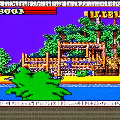 Image similar to screenshot of an 8 - bit nes game about fishing