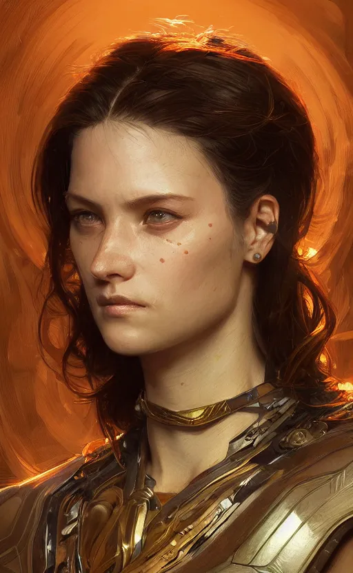 Prompt: portrait of a female warrior wearing a semi transparent carbon shell, plastic, science fiction, intricate, headshot, highly detailed, digital painting, artstation, concept art, sharp focus, cinematic lighting, illustration, art by artgerm and greg rutkowski, alphonse mucha, cgsociety