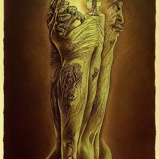 Image similar to tattoo design by beksinski