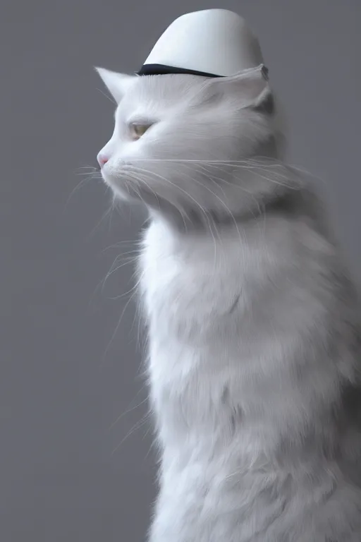 Image similar to a white cat wearing a formal overcoat, hyperrealistic, concept art, octane render, unreal engine 5, trending on DeviantArt, highly detailed, high quality, 8K, soft lighting, cute, natural lighting, realistic face, trending on Artstation, elegant clothes, profile picture, path traced