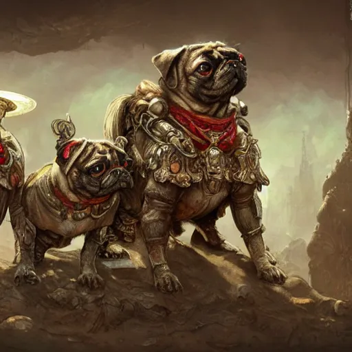 Prompt: pugs in a princess of mars, intricate detail, royo, vallejo, frazetta, giger, whealan, hd, unreal engine,