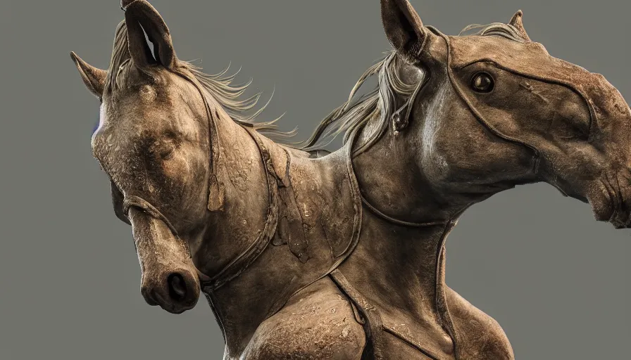 Image similar to hybrid of a happy horse and sad tank, beautiful detailed face, ultra realistic, concept art, intricate details, serious, highly detailed, photorealistic, octane render, 8 k, unreal engine.