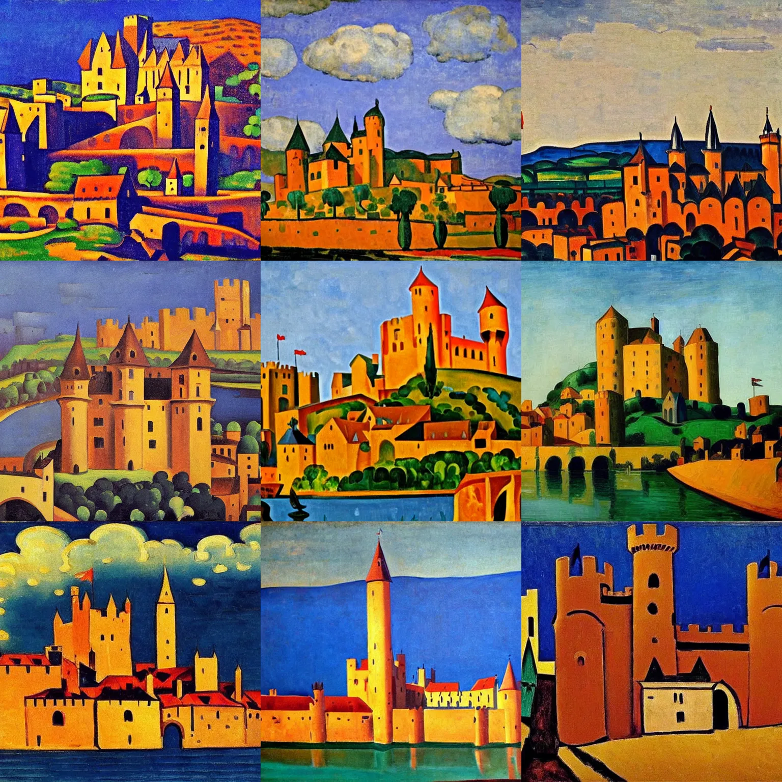 Prompt: medieval castle, by andre derain